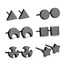 316L Stainless Steel Stud Earrings For Men Women Punk Gothic Barbell Black Earrings Female Male